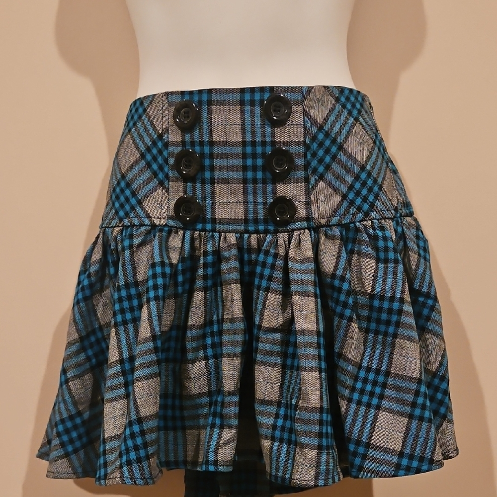 Plaid Button-Front Skirt
